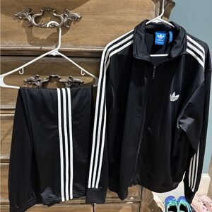 Adidas Black Tracksuit with White Stripes
